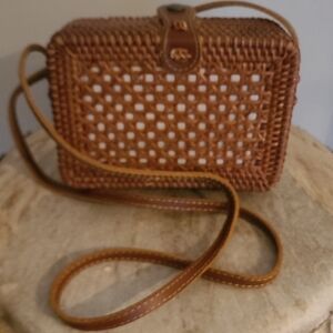 Brown Woven Crossbody Bag
